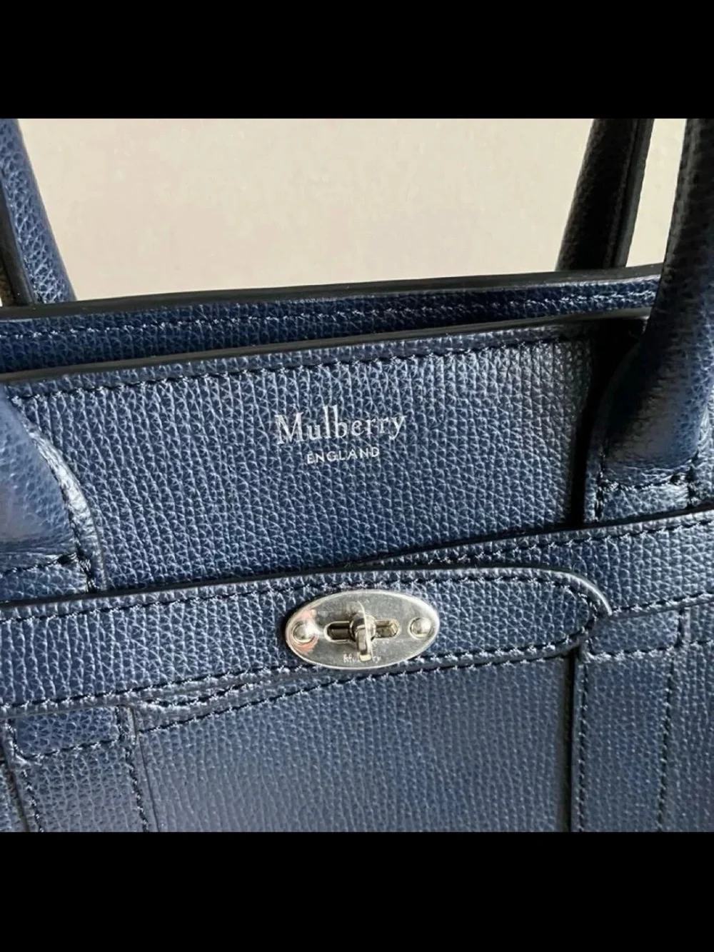 Mulberry Navy Leather Small Tote Bag